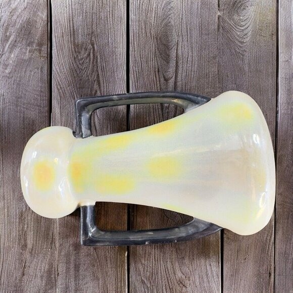 Vintage Czechoslovakia Pottery Vase With Handles Yellow Luster Finish Czech VTG - Picture 2 of 12